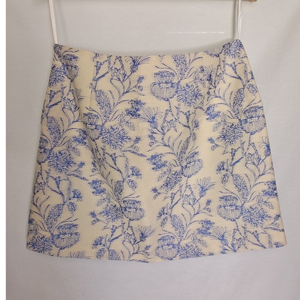 Commense Set Jacquard Square Neck Sleeveless Vest Top Mini Skirt Blue White L - Picture 11 of 16